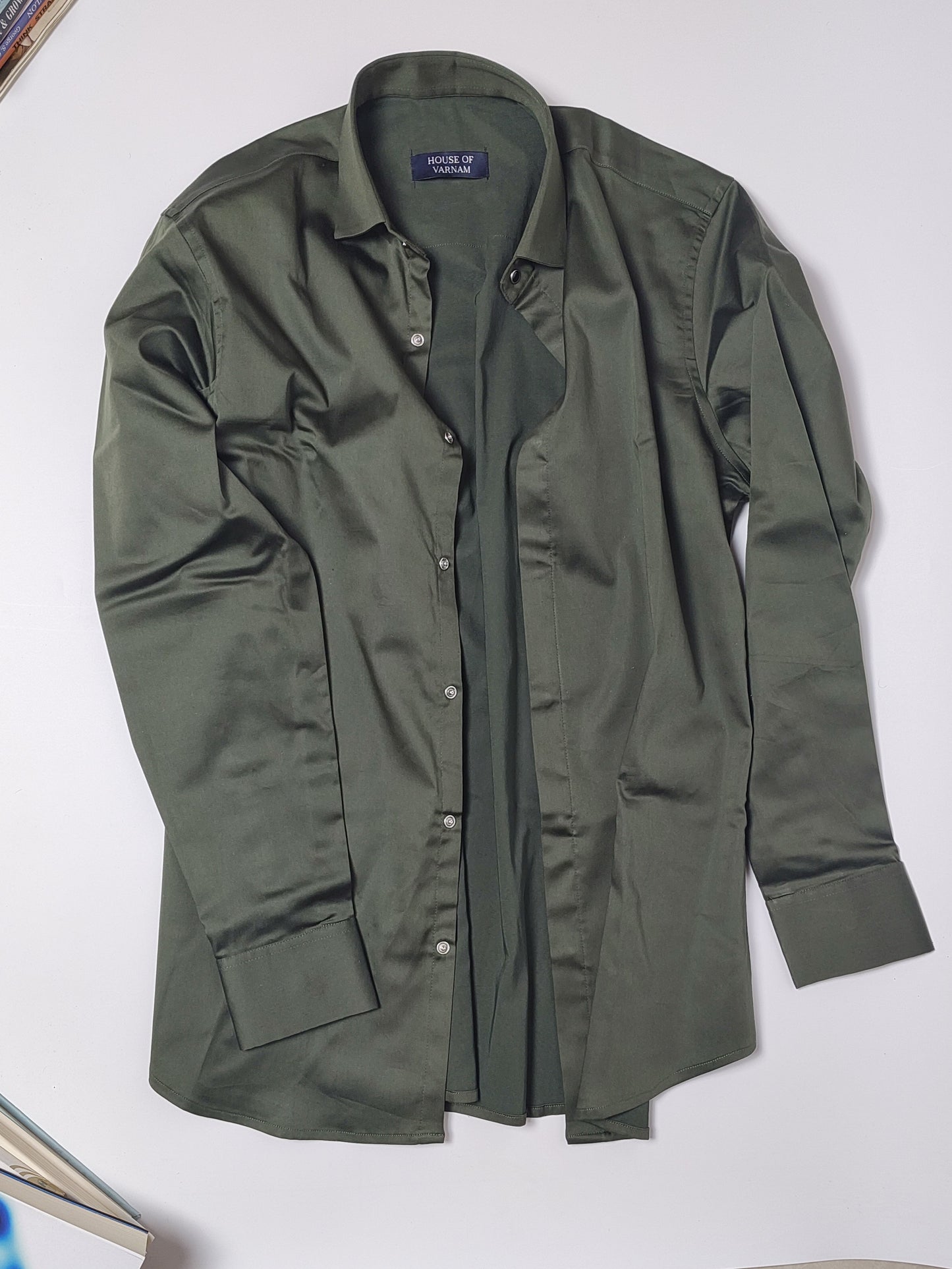 Olive Green Italian Lycra Regular Fit Shirt