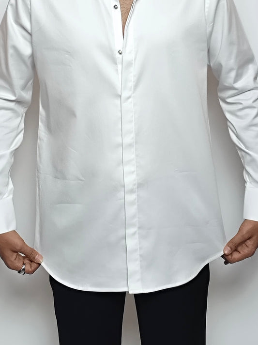 White Italian Lycra Regular Fit Shirt