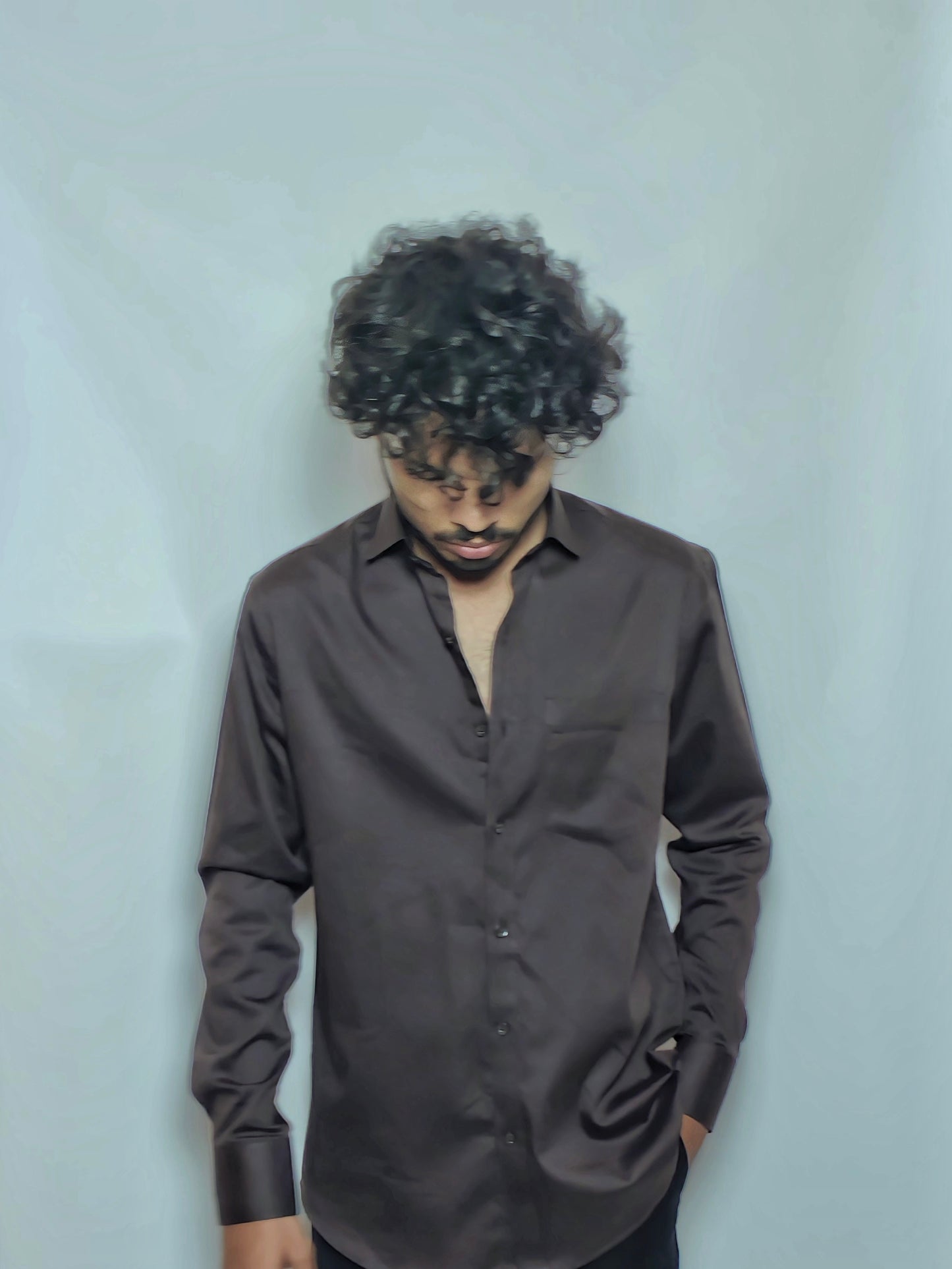 Chocolate Dark Brown Italian Lycra Regular Fit Shirt