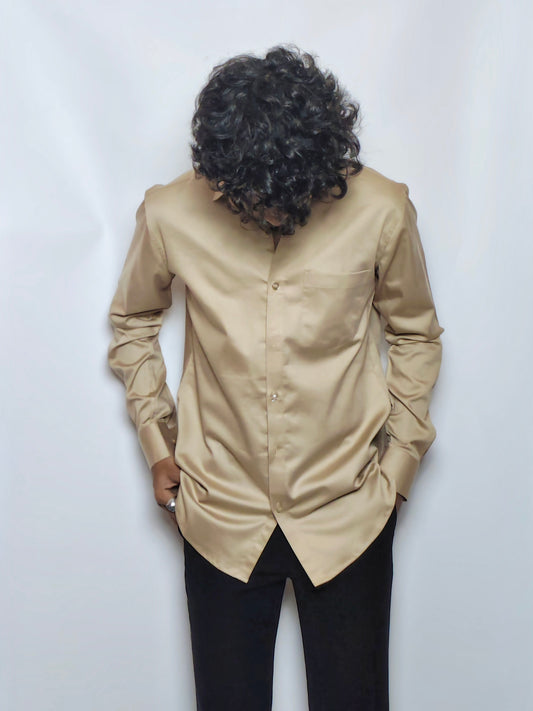 Beige Italian Lycra Regular Fit Shirt