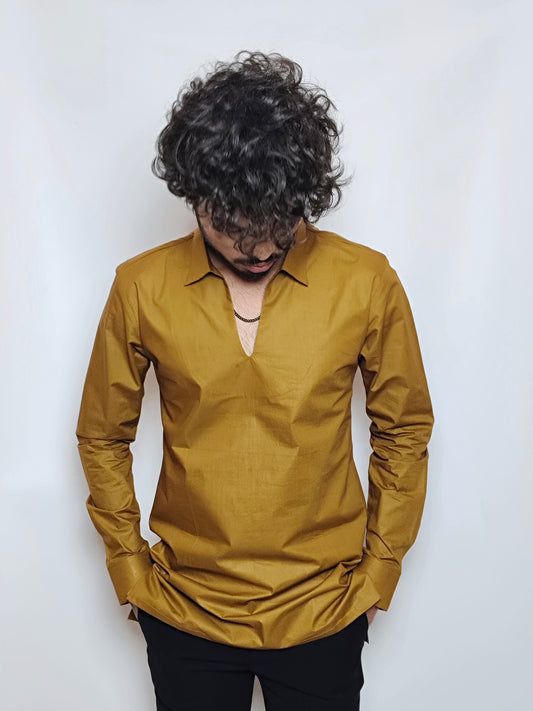 Men’s Solid Mustard Cotton Kurta