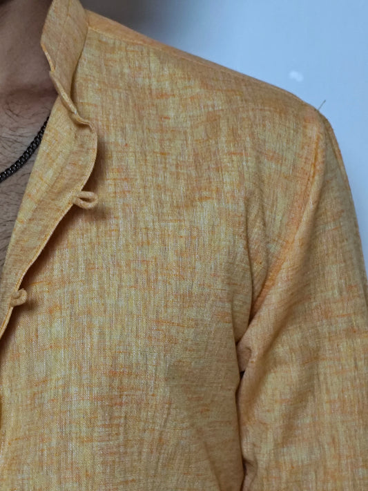Men’s Mustard Yellow Cotton Linen Shirt
