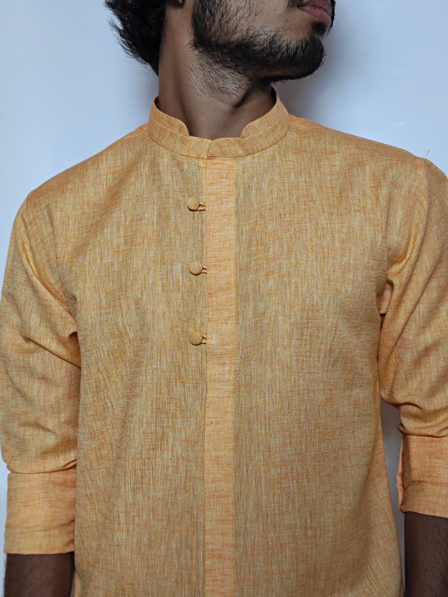 Men’s Mustard Yellow Cotton Linen Shirt