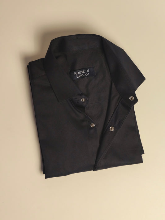 Navy Blue Italian Lycra Regular Fit Shirt