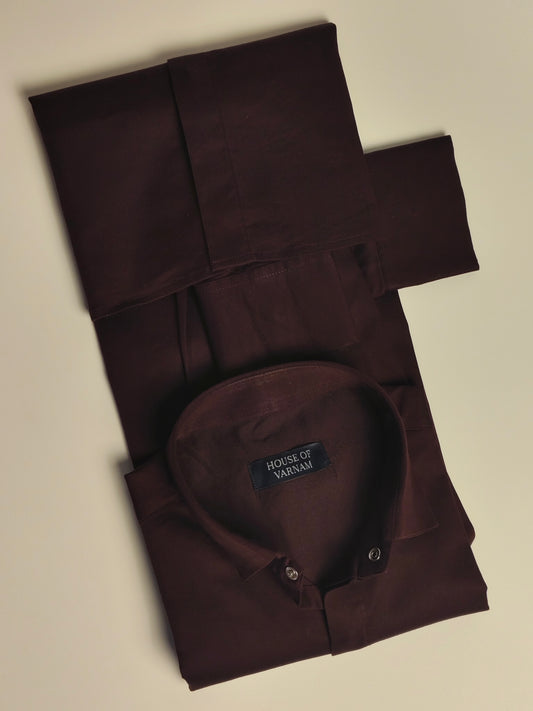 Wine Italian Lycra Regular Fit Shirt