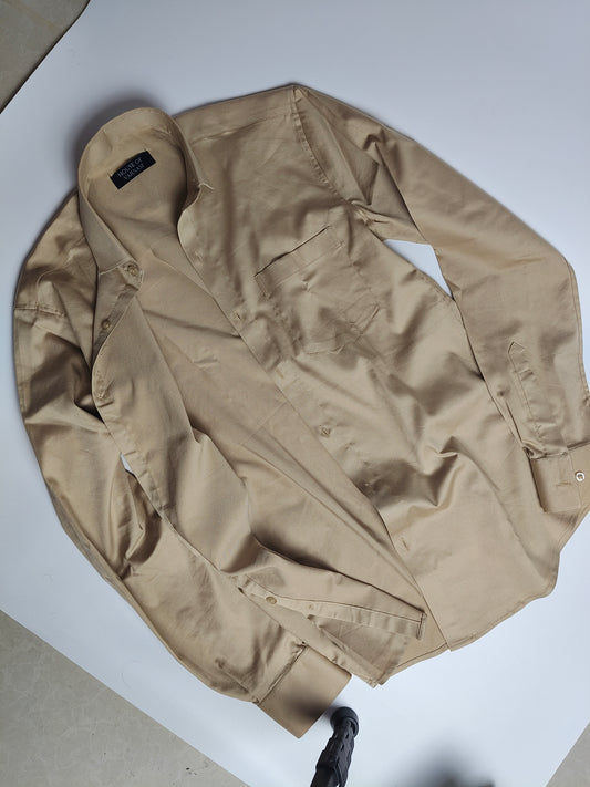 Beige Italian Lycra Regular Fit Shirt