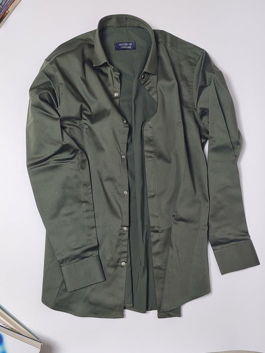 Olive Green Italian Lycra Regular Fit Shirt