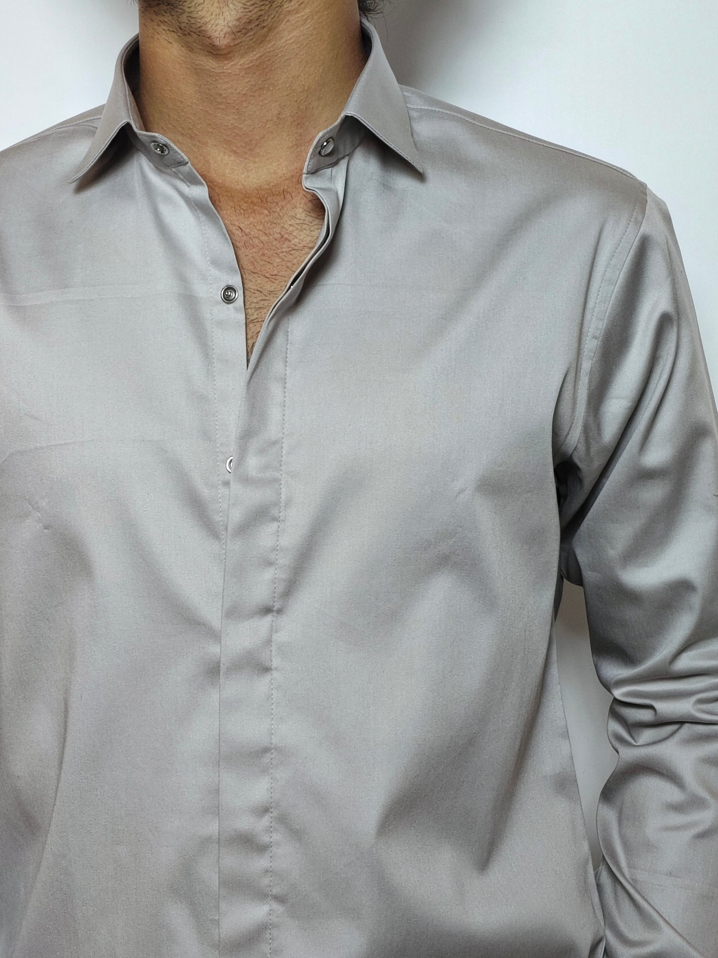 Grey Italian Lycra Regular Fit Shirt
