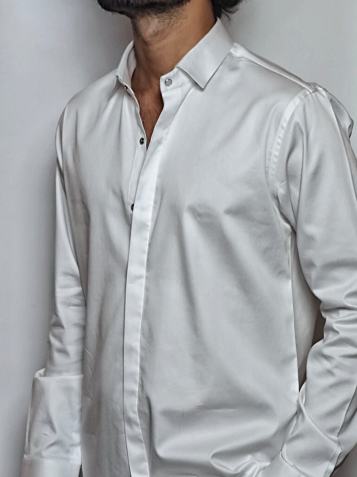 White Italian Lycra Regular Fit Shirt