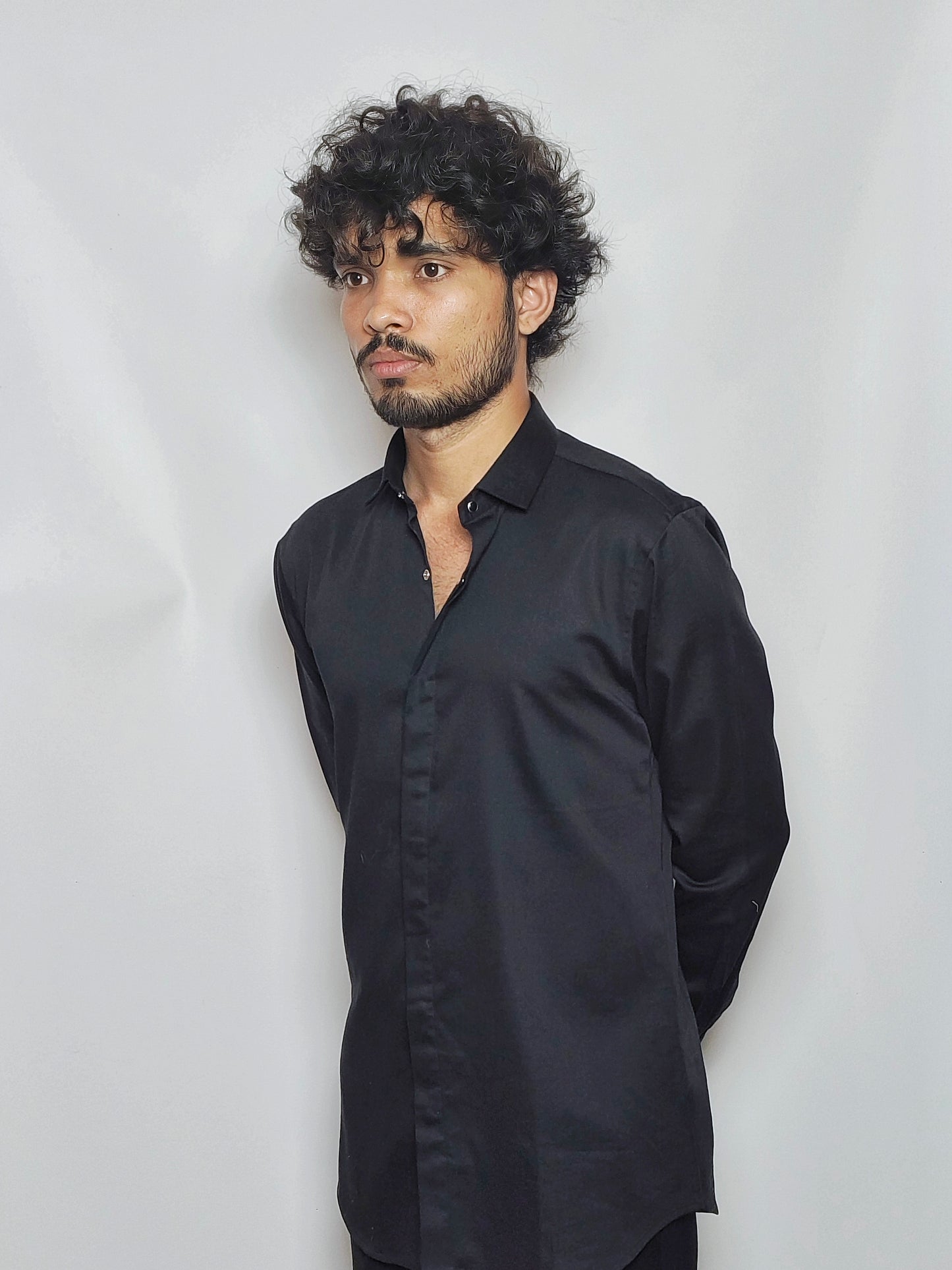 Black Italian Lycra Regular Fit Shirt