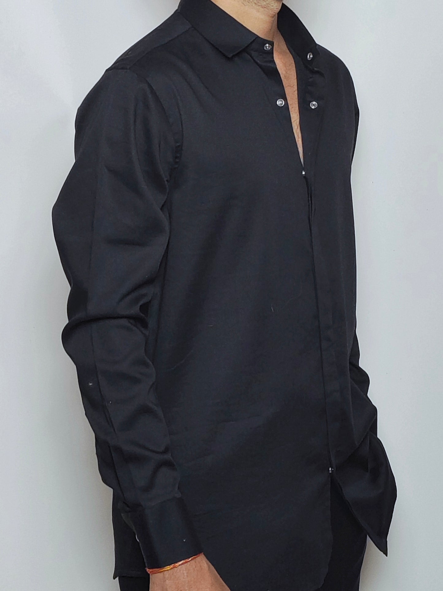 Black Italian Lycra Regular Fit Shirt