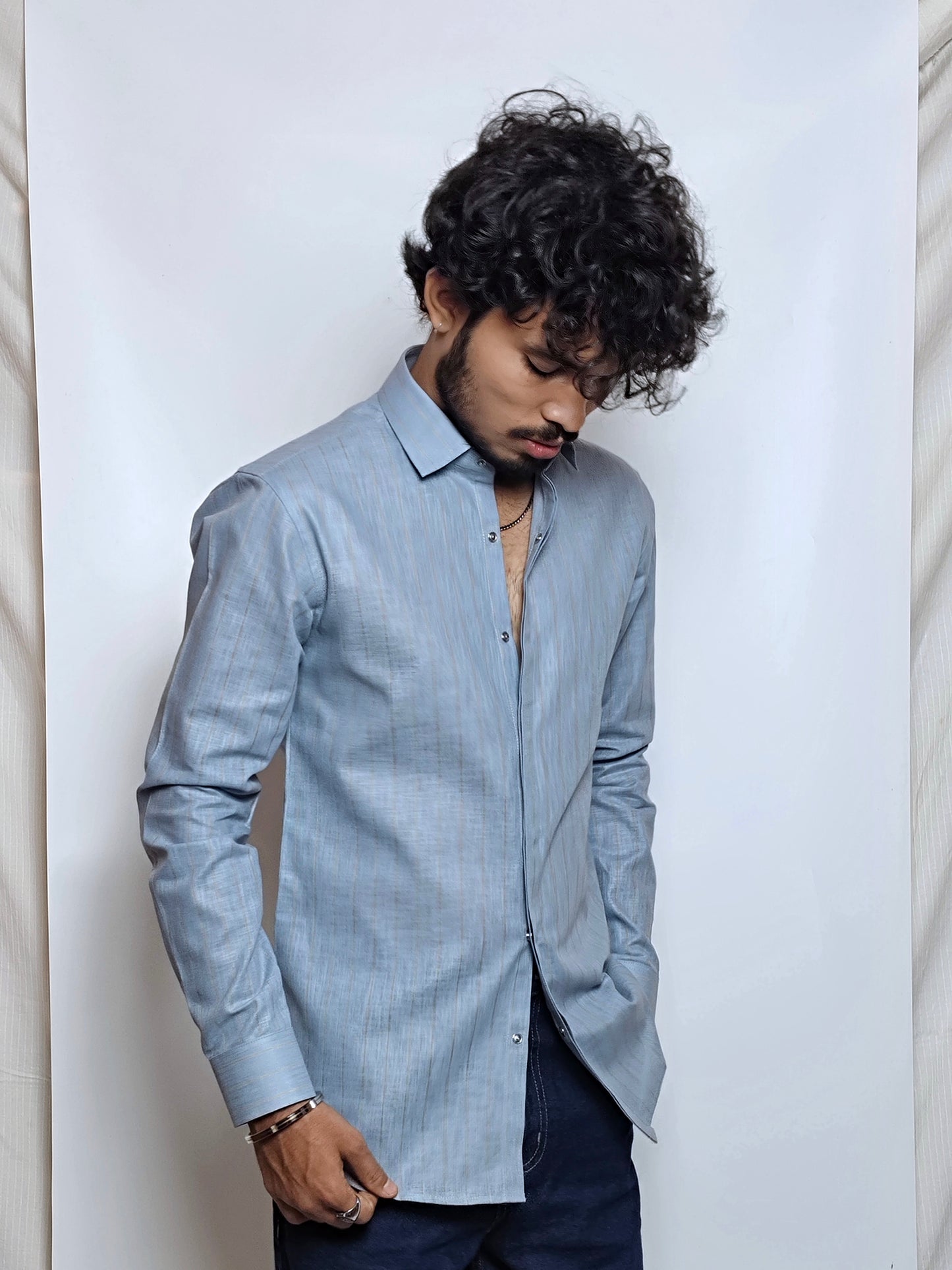 Men’s Solid Slate Grey Cotton Shirt