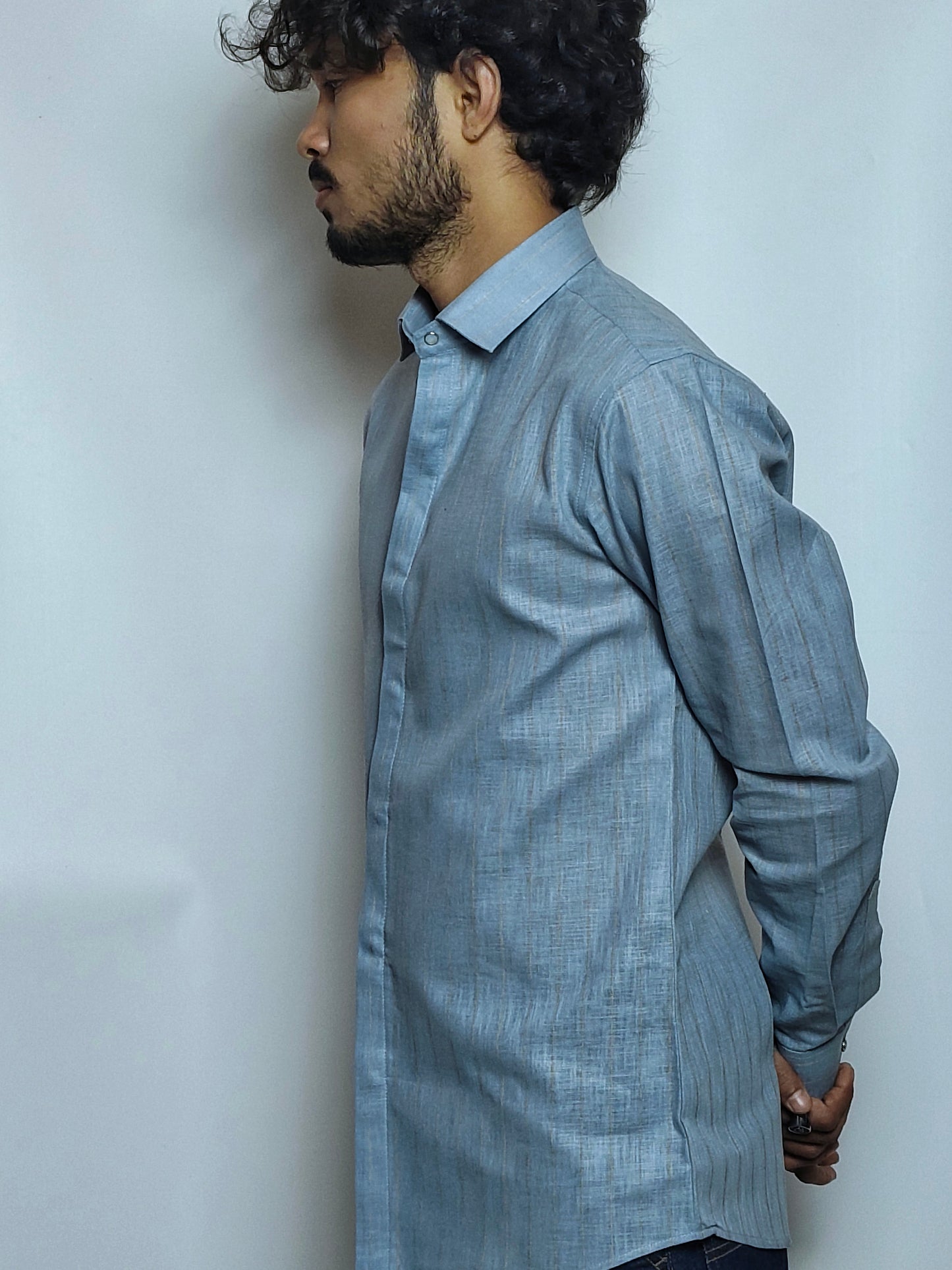 Men’s Solid Slate Grey Cotton Shirt