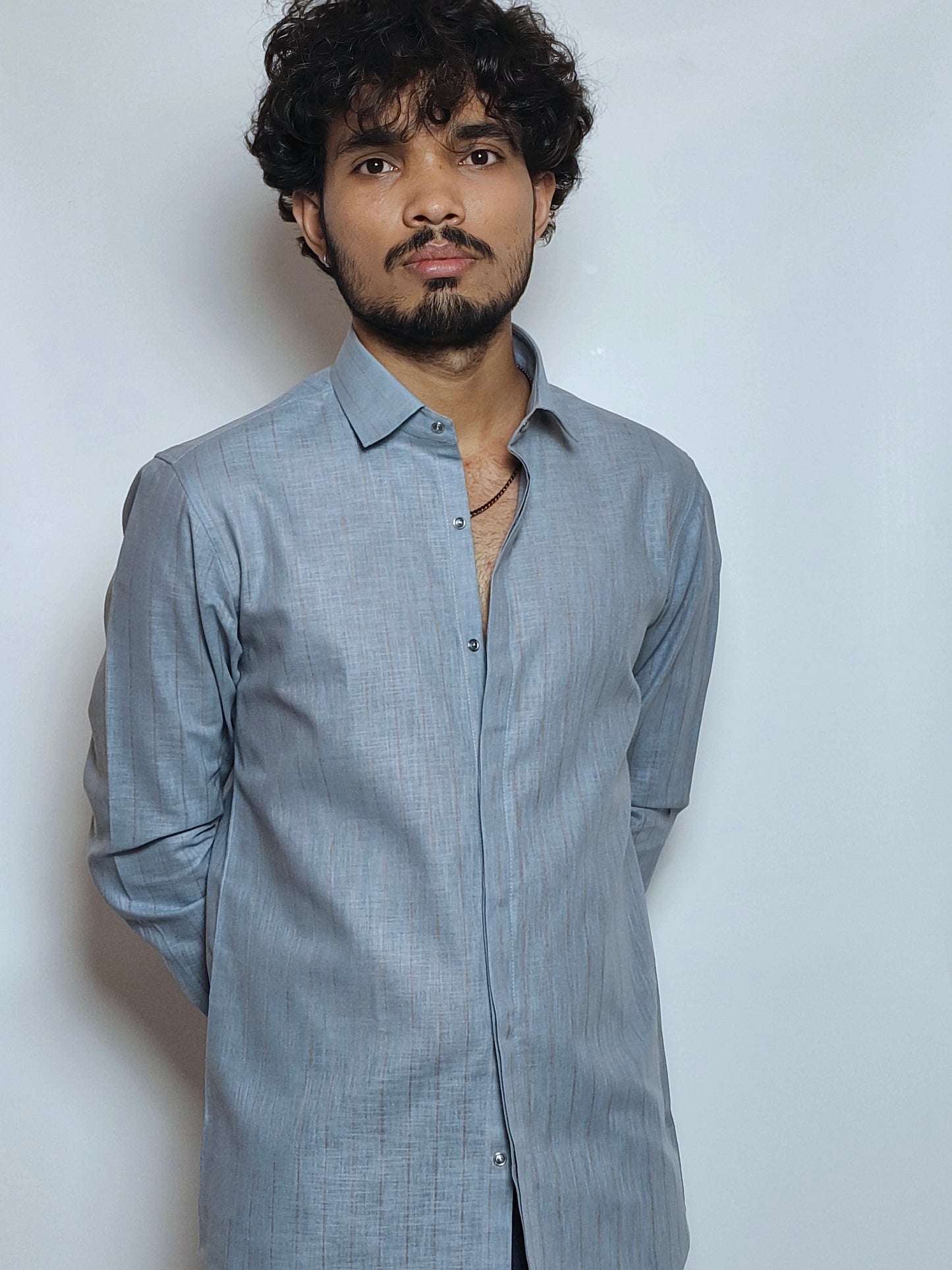 Men’s Solid Slate Grey Cotton Shirt