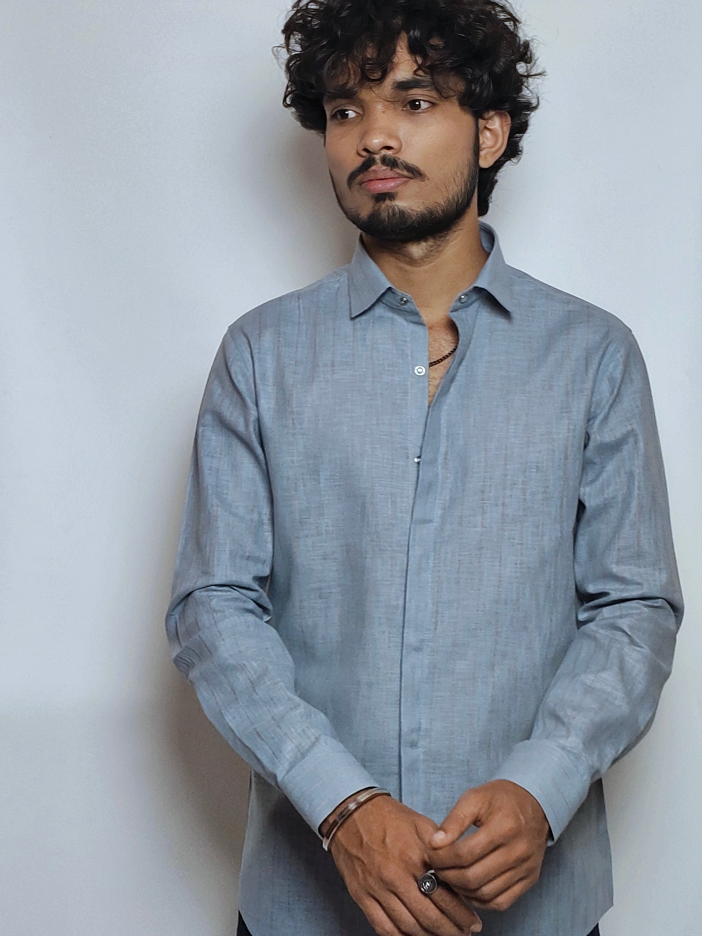 Men’s Solid Slate Grey Cotton Shirt