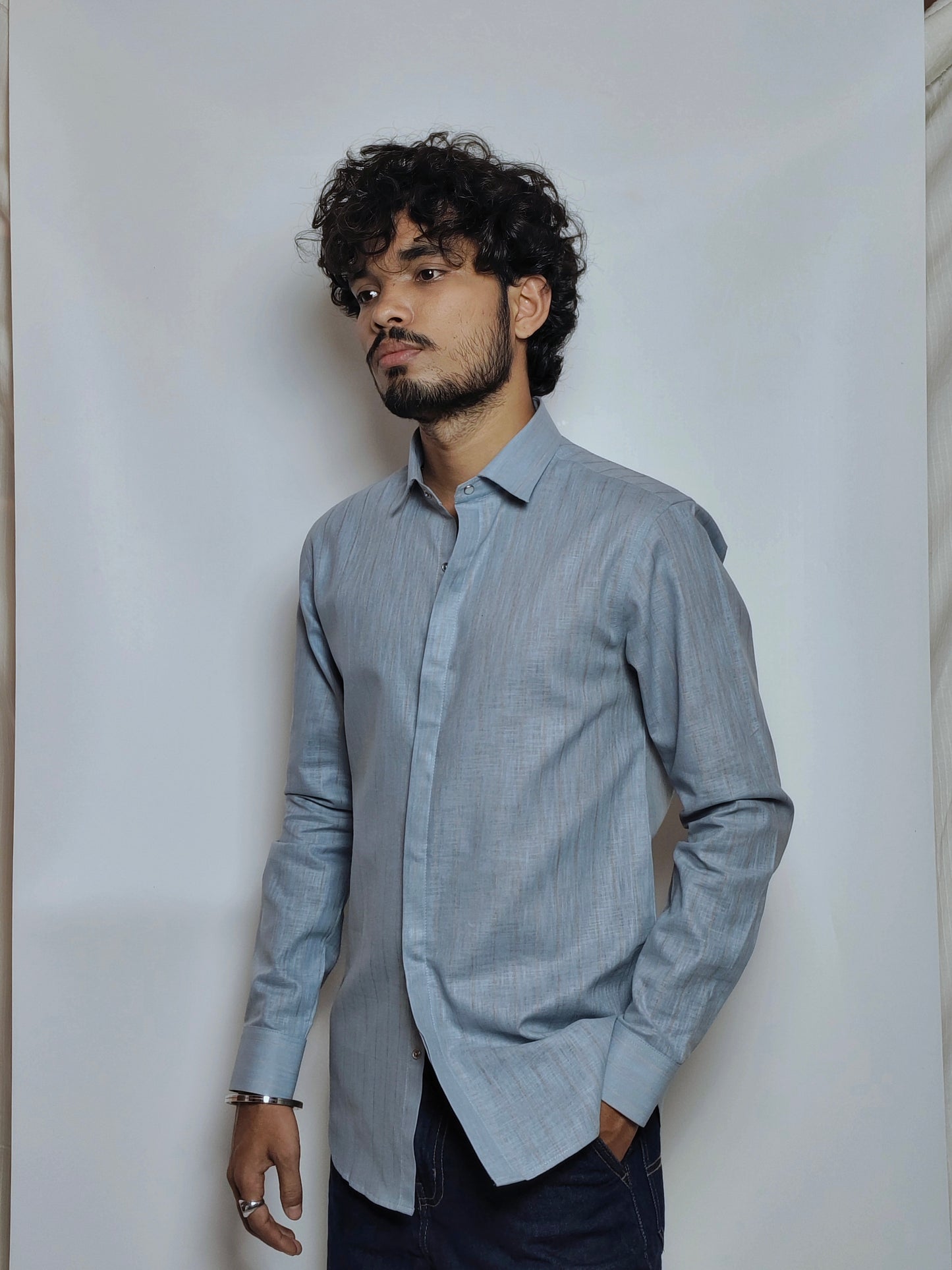Men’s Solid Slate Grey Cotton Shirt